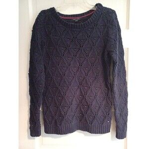 Tommy Hilfiger navy textured knit sweater womens S chunky loose weave pullover